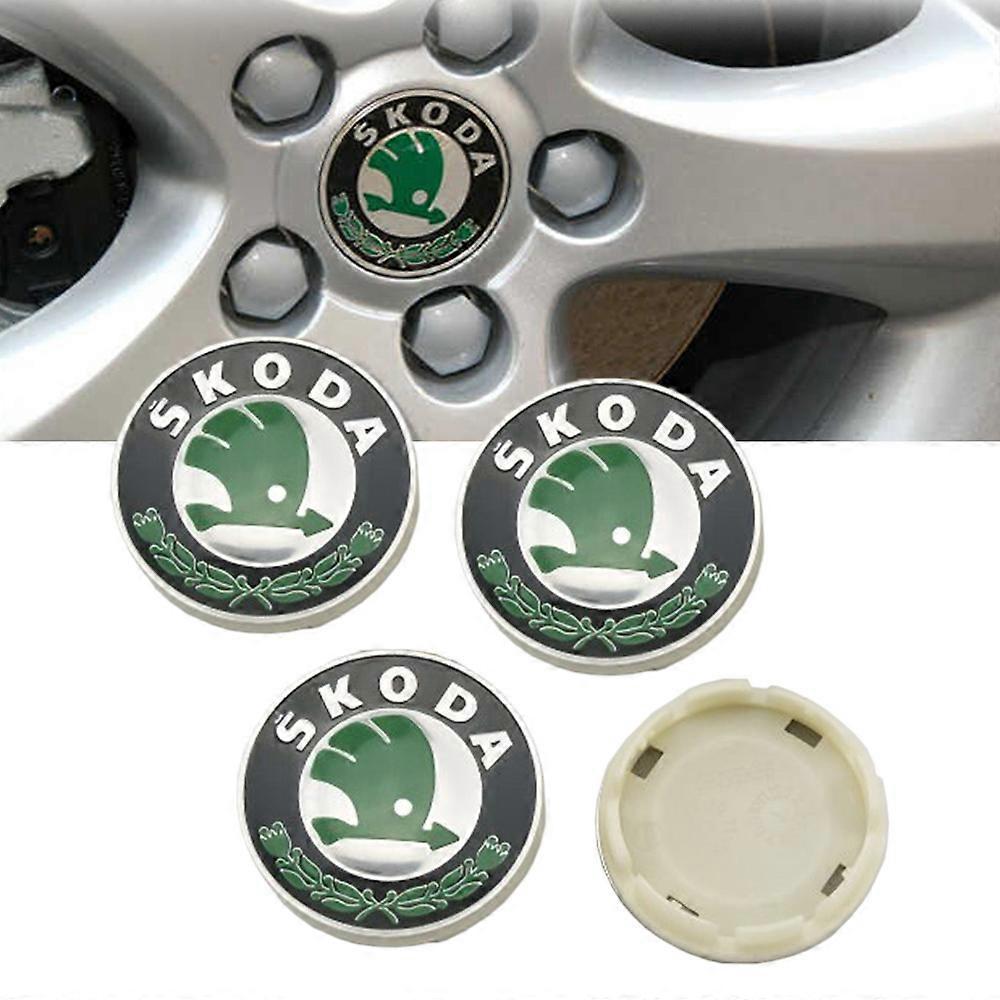 4 pz/lotto 56 mm Coprimozzo Ruota Centrale Classico Logo Freccia Verde Copertura Distintivo 4 Clip Per Skoda Octavia Superb Rapid Kodiaq Karoq