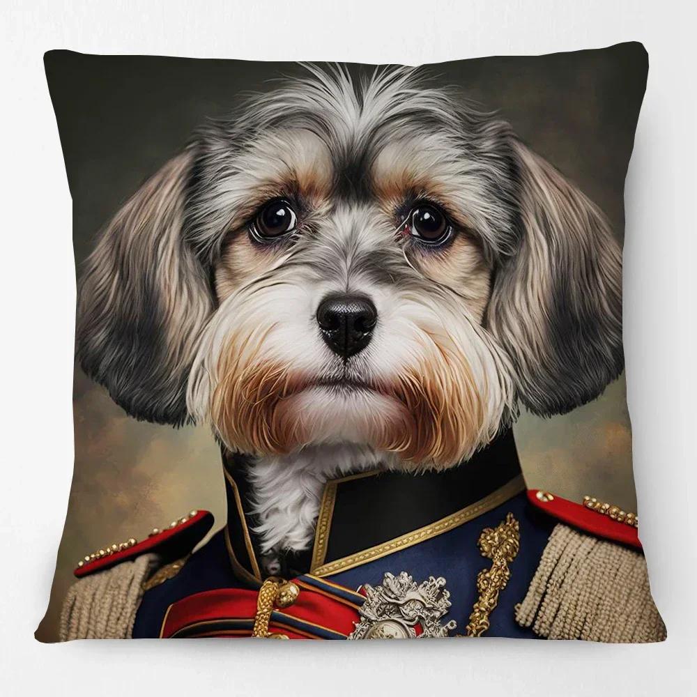 European Royal Dogs Portraits Cushion Cover Dalmatian Poodle Beagle Boston Terrier Golden Retriever Dog Art Print Pillow Case