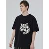 Black T-Shirt With Leopard Print And Let Your Wild Text For Casual Wear