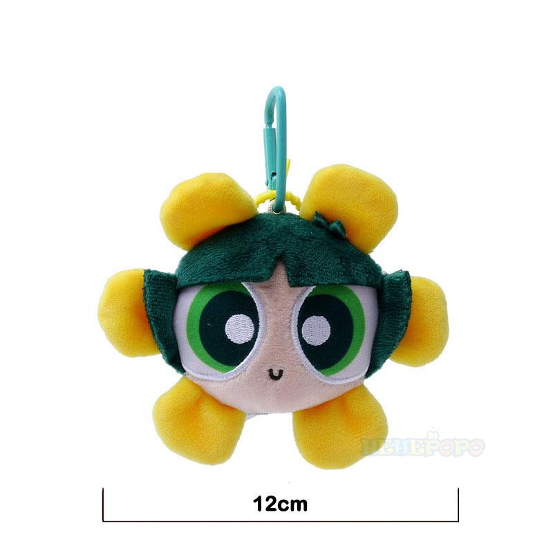 8-12cm Powerpuff Girls Plush Keychains and Bag Small Animal Head Plush Doll Pendant Cute Cartoon Girl Bag Hanging Adorn Toy
