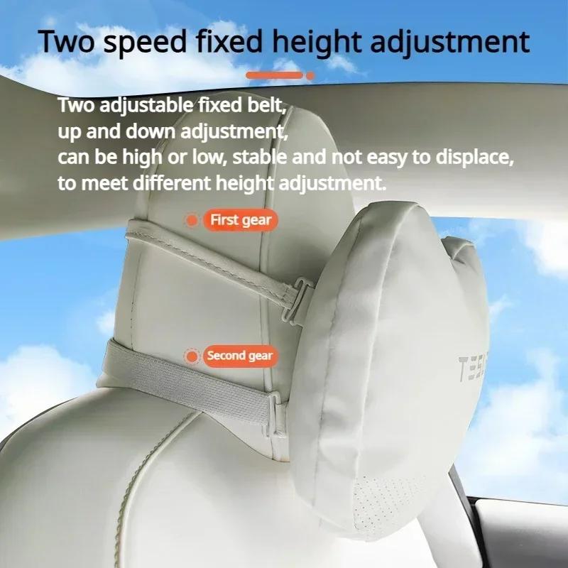 For Tesla Model 3/Y/X/S Car Seat Headrest Neck Pillow Headrest support High-quality leather Seat Protect Cover car accessories