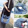 DIVA Rose Women's 2-Way Denim Tote Bag, Shoulder Bag, Small Mini Bag, Sparkling Smile Design (Light Blue)