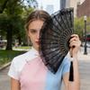 Retro Style Fan Wing Chun Dance Fan 45cm Unfolding Width Fan with Weighted Tassels Stable Rotation Stage Performance Fan