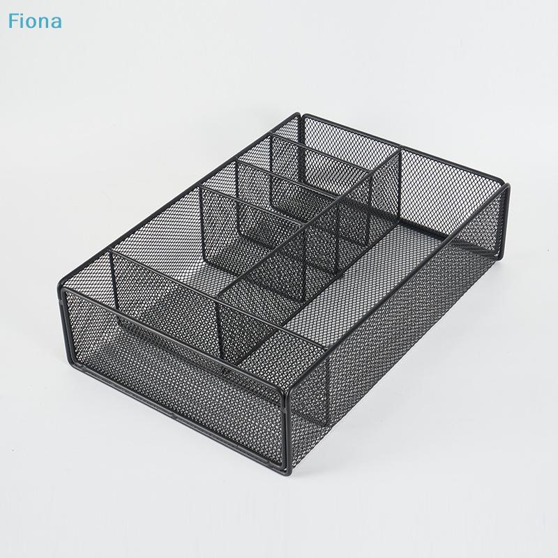 Black Metal Mesh Desk Organizer, Multi-Compartment Office Supply Caddy for Stationery Storage
