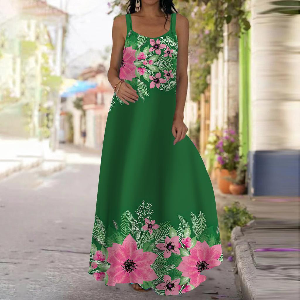 Abito sottoveste da donna Abito lungo maxi Abito con stampa farfalla blu scuro Vacanze primaverili ed estive per il tempo libero