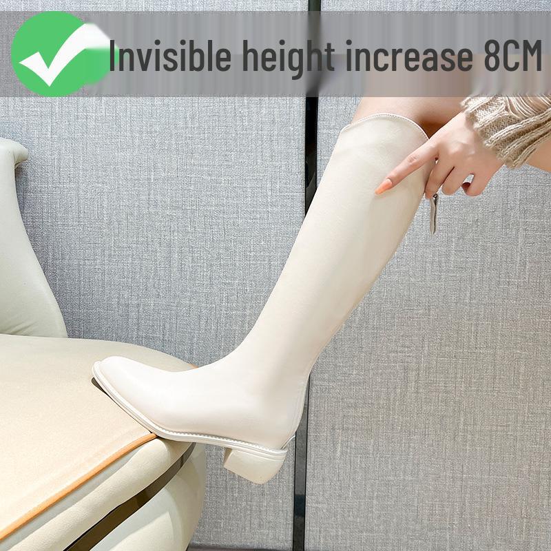 V-Mouth Pointed Toe Black Western Cowboy High Tube Knight Boots 2025