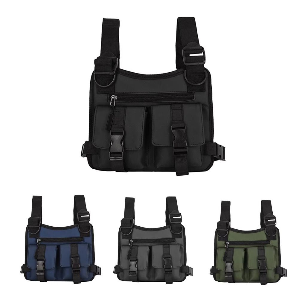 Unisex Chest Bag Multi-pockets Hip Hop Streetwear Lightweight Running Vest Backpacks  Phone Storage