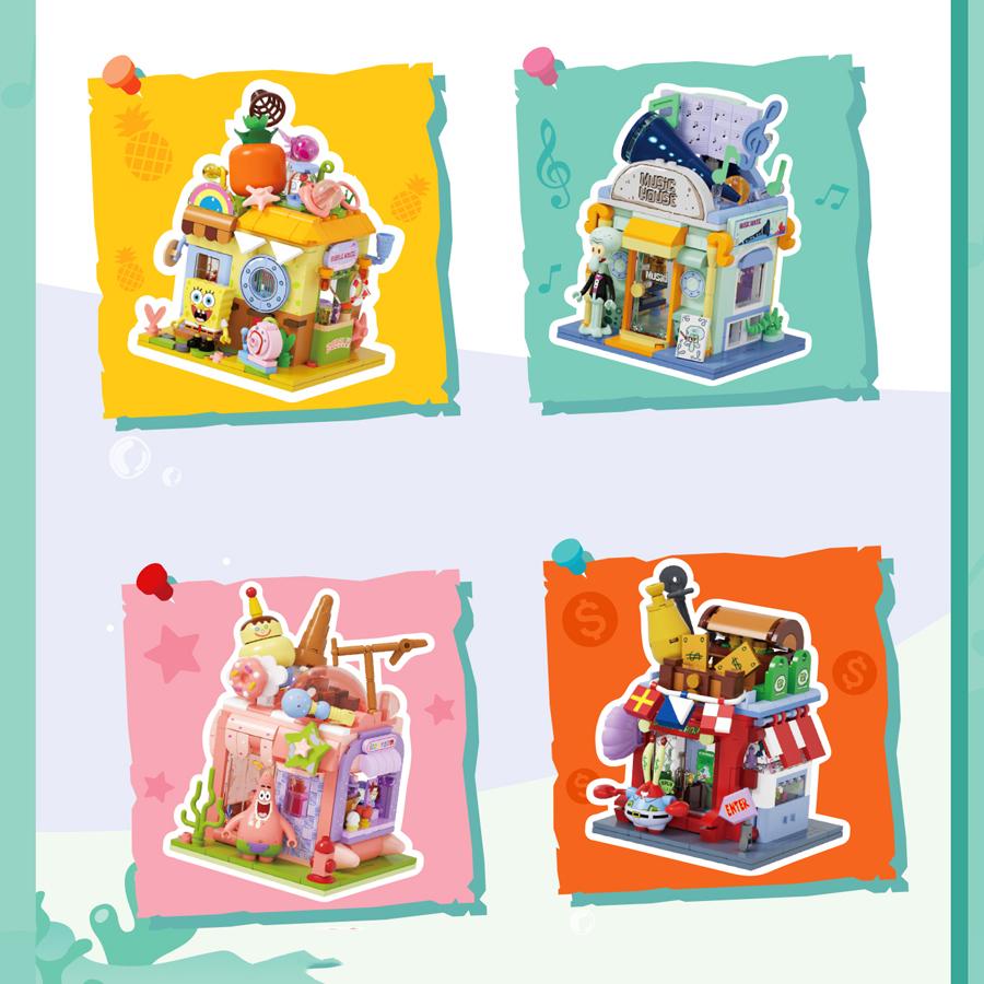 Cartoon Anime Street View Building Blocks DIY Toys Bricks Game Assembled Kids Toys Birthday Gifts Desktop Ornaments