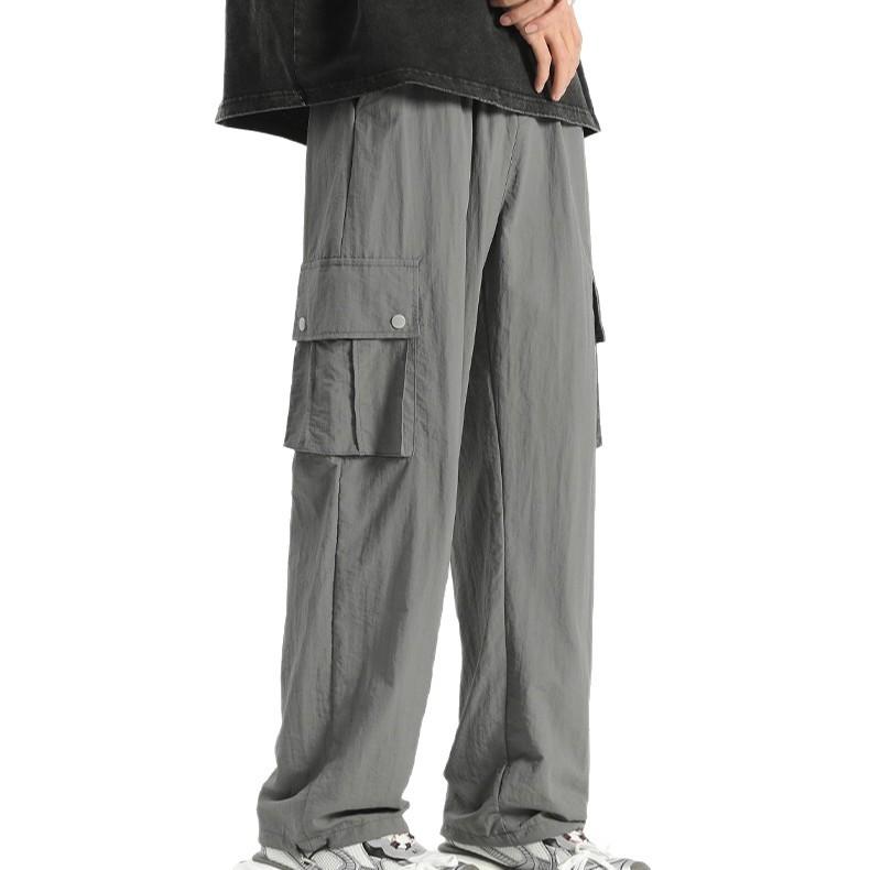 Cool feeling American wide-leg tooling pants men's summer new thin outdoor charging quick-drying straight casual paratrooper pants