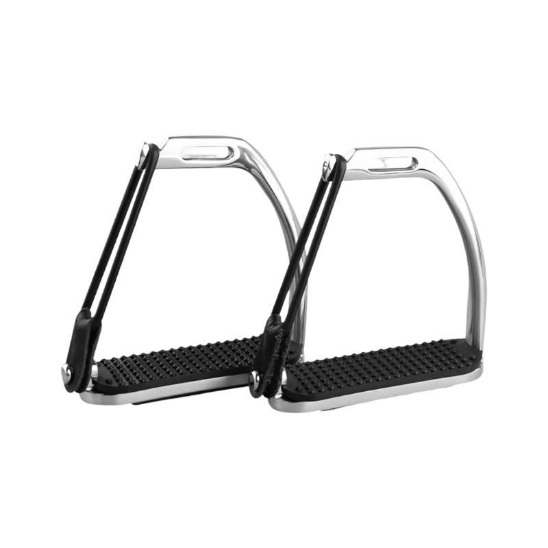 

Solid Single Piece Cast Metal Foot Rests For Equine Use With Reflective Finish And tight hold L/XL