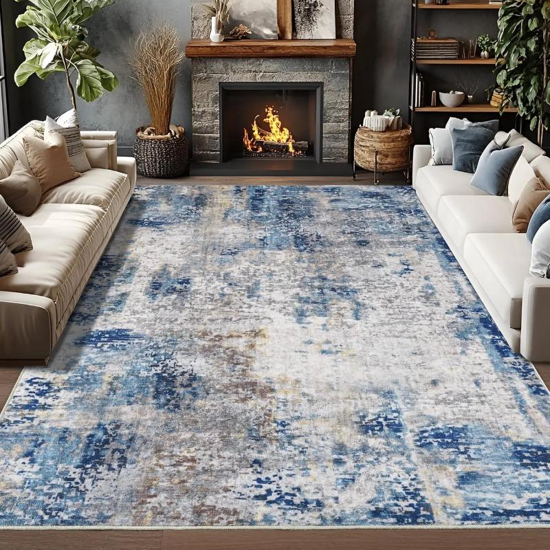 Ölgemälde Gedruckter Teppich Teppich für Wohnzimmer Weich Modern Abstrakt Großer Flächenteppich Boho Vintage Rutschfester Teppich Heimdekoration
