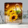 Sunflower Butterflies Shower Curtain for Bathroom Decor, Black and Yellow Bath Accessories, Waterproof Polyester with Hook