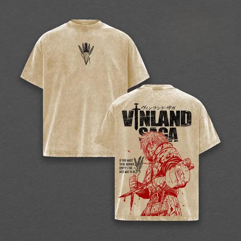 

Anime VINLAND SAGA Thorfinn Printed Tee Men Women Washed Cotton T-shirts Vintage T Shirt Harajuku Male Casual Oversized Tshirt XXL коричневий