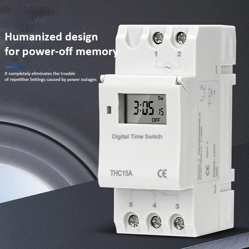 Guide Rail Type Time Control Switch 220V Digital Timer Switch Weekly Programmable Time Relay Control Timer 16 Groups of Settings