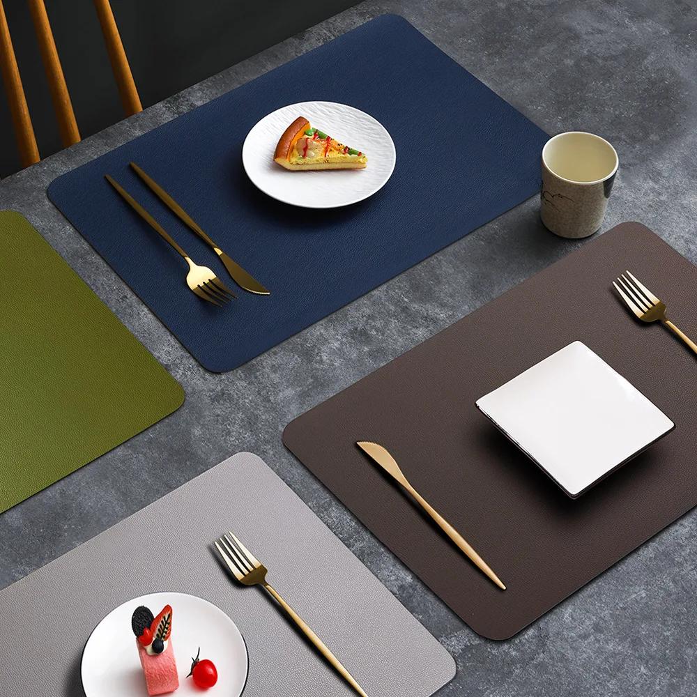 PVC Double-sided Leather Dining Table Mat, Desktop Decoration, Home Dining Plate Mat, Anti Slip Bowl Mat, Thermal Insulation Mat