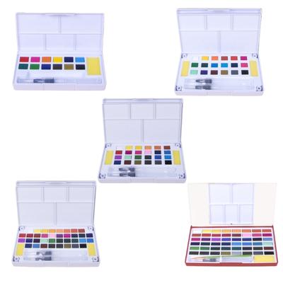 12/18/24/36/48 Colors Travel Water Color Kits Watercolor Paint Set Solid Watercolor Painting Pigment Drawing Supplies