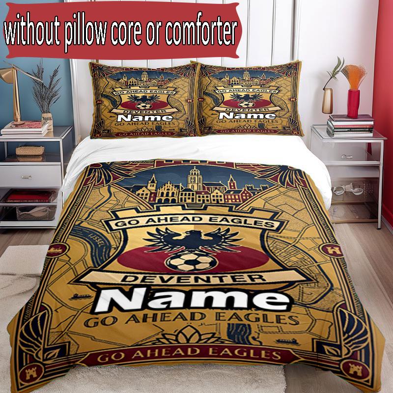 3pcs Duvet Cover Set (1*Duvet Cover + 2*Pillowcase, Without Core), Custom Name Go Ahead Eagles Pattern Bedding Set, Home Bedroom Decor Gift