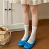 Lady Spring and Summer Solid Color Sweet Bow In The Cylinder Pile Socks