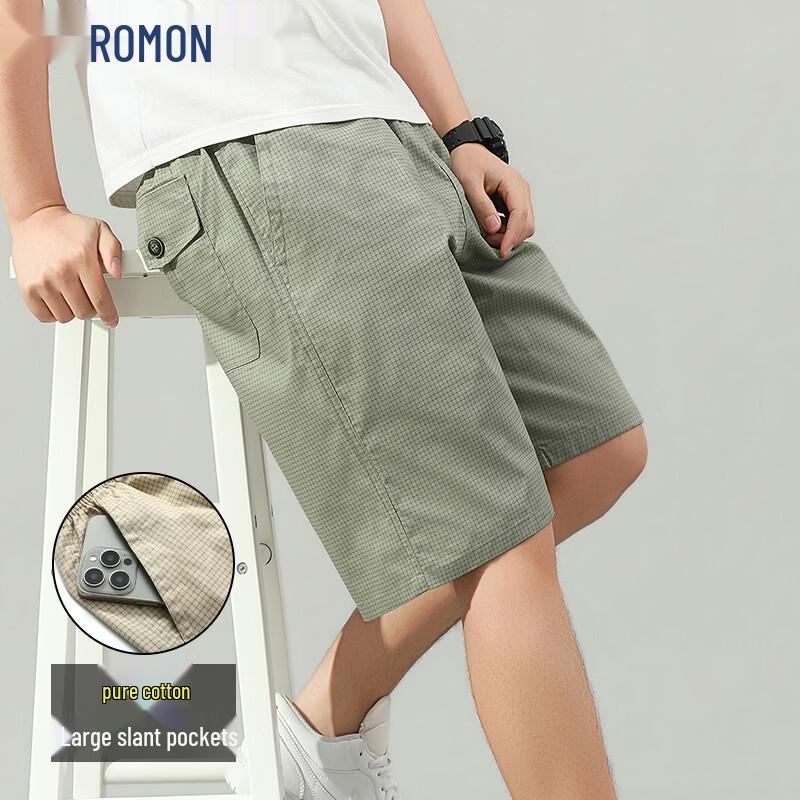 ROMON Men s Cooling Casual Plaid Cargo Shorts 4XL