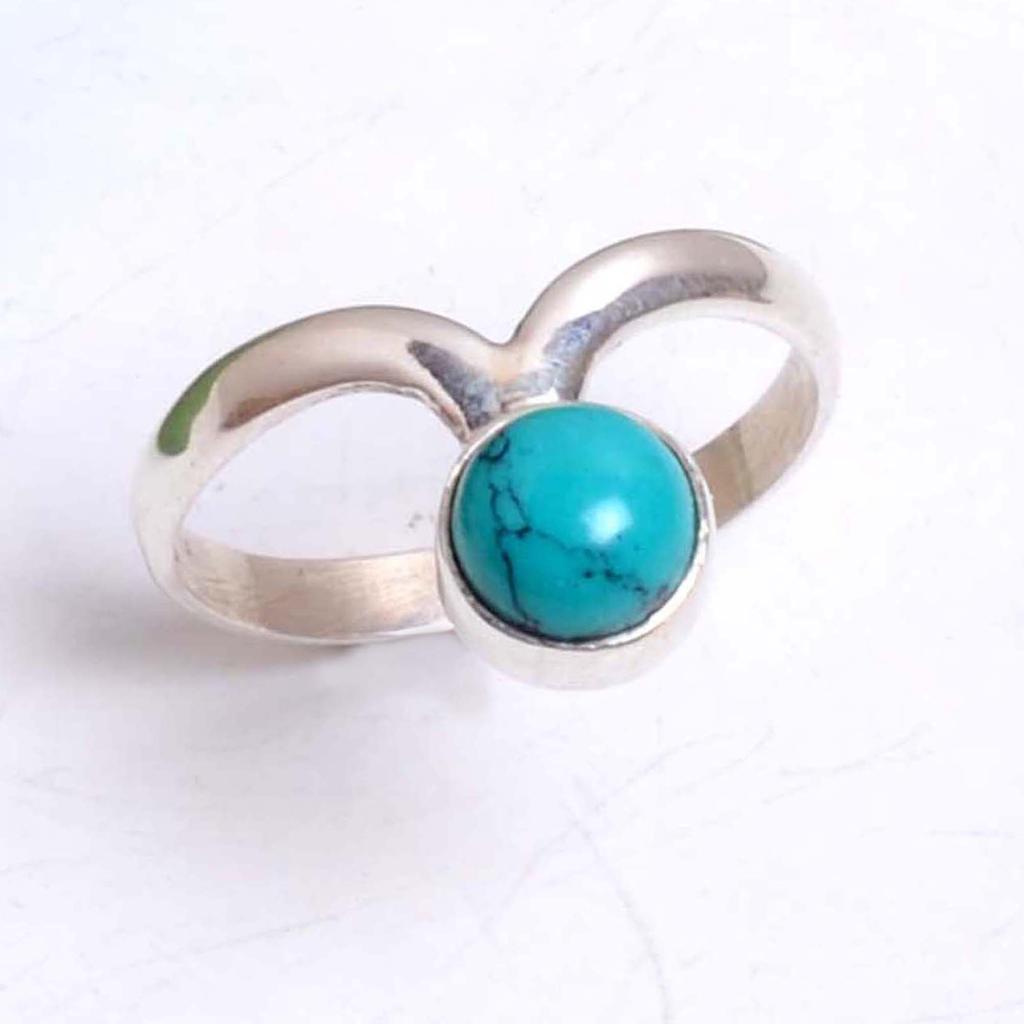 Türkiser handgefertigter Ring aus 925er Silber, Geschenk für Sie, zierlicher minimalistischer Edelsteinring für Frauen, Muttertagsgeschenk