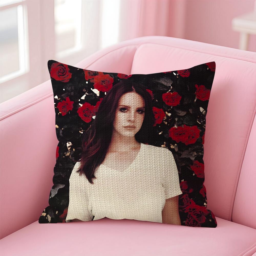 Singer L-Lana Del Rey Cushion Cover Natural Linen Pillow Case Double-Sided Print Decorative Sofa Pillowcase Home Decor Gift