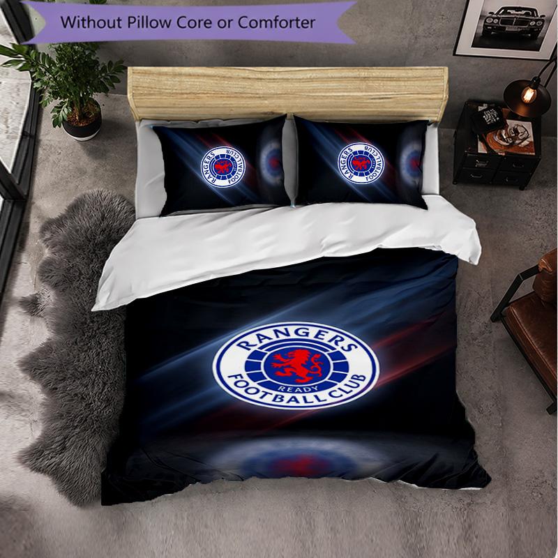 Biancheria da letto a tema Rangers FC Set 3 Pezzi Copripiumino Biancheria da letto Decorativa Per Stanza Adolescenti Decorazione Casa