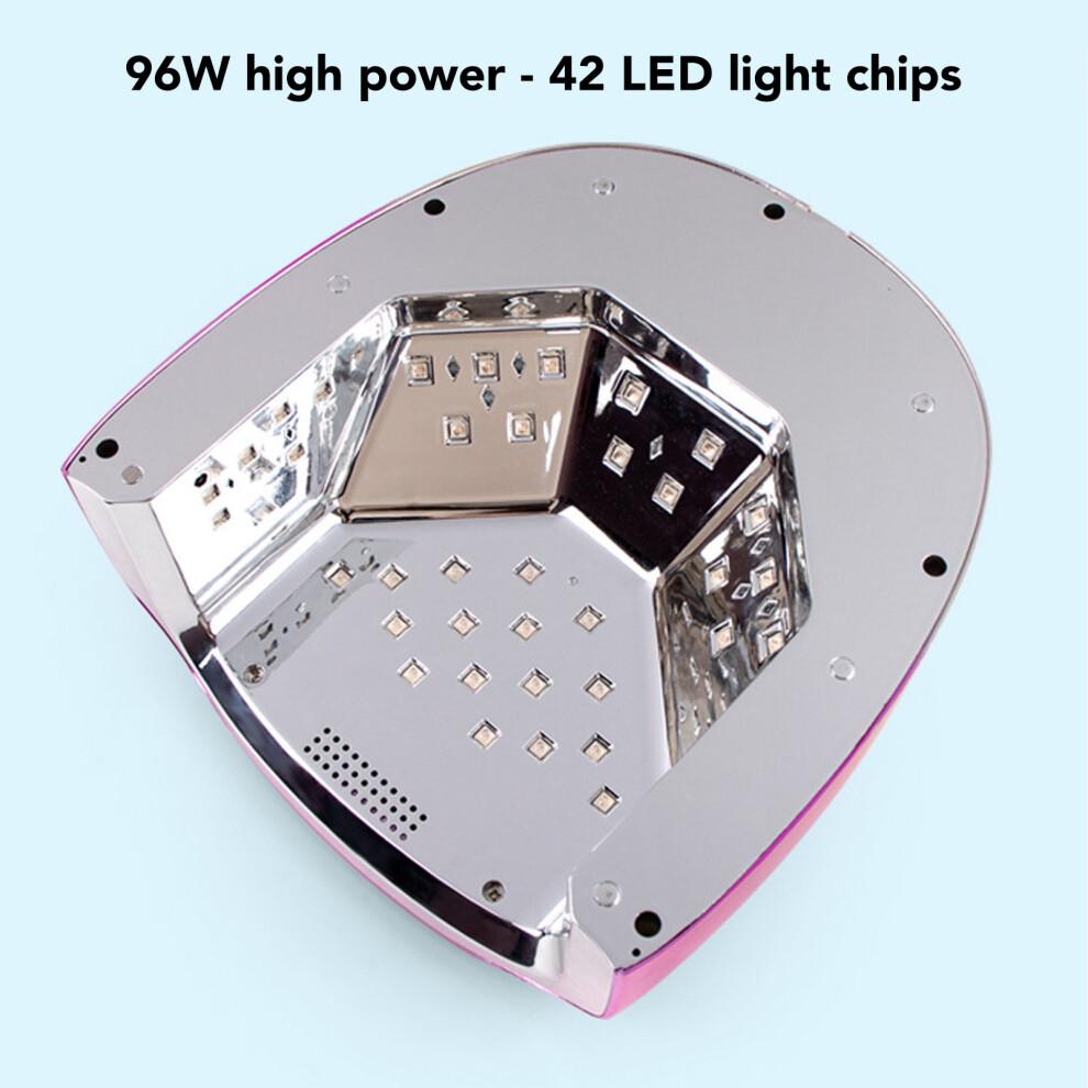 UV Nail Light 96W 42 Light Chips Rechargeable Nail Curing Lamp Nail Dryer for Gel Polish Silver Plating Color 100‑240V EU Plug