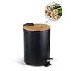 Plastic Garbage Can - Detachable Inner Bucket Modern And Easy To Clean Soft Closing Bamboo Lid And Transport Handle