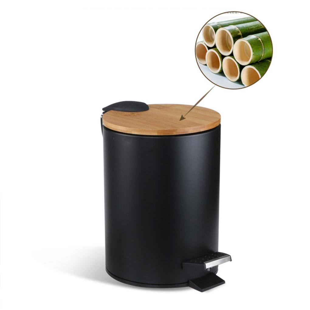 Plastic Garbage Can - Detachable Inner Bucket Modern And Easy To Clean Soft Closing Bamboo Lid And Transport Handle