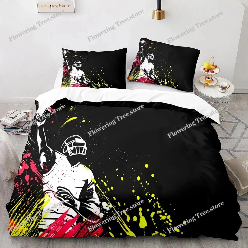 Football Duvet Cover For Boys Girls Burning Football Microfiber Sports Games Theme Soft King Size Quilt Cover