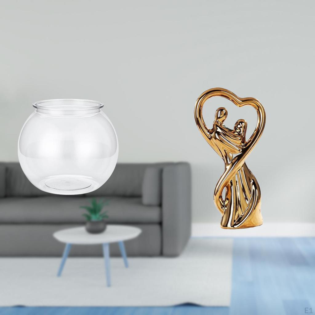 Transparent Couple Fish Tank Ornament Clear Lovers Sculpture Vase for Bedroom Living Room