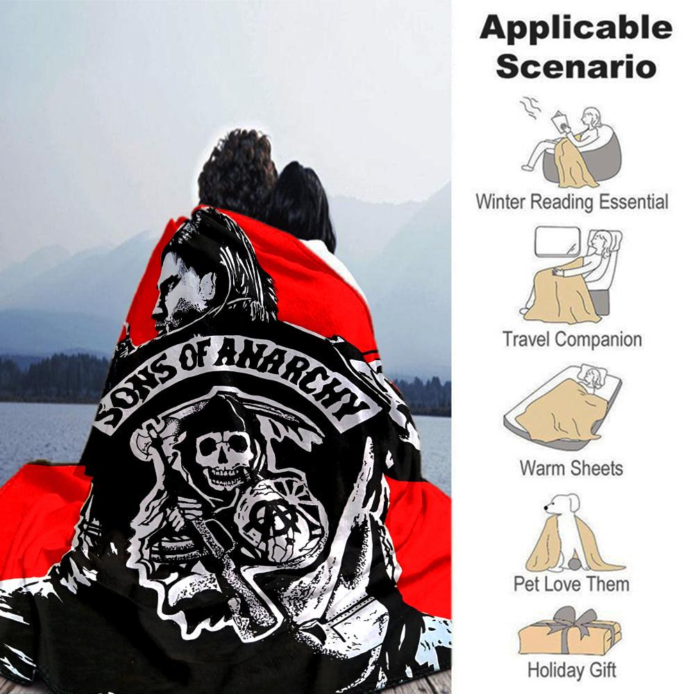 1pc Sons of Anarchy Throw Blanket Soft Flannel, Cozy All Season Polyester Perfect for Home, Office