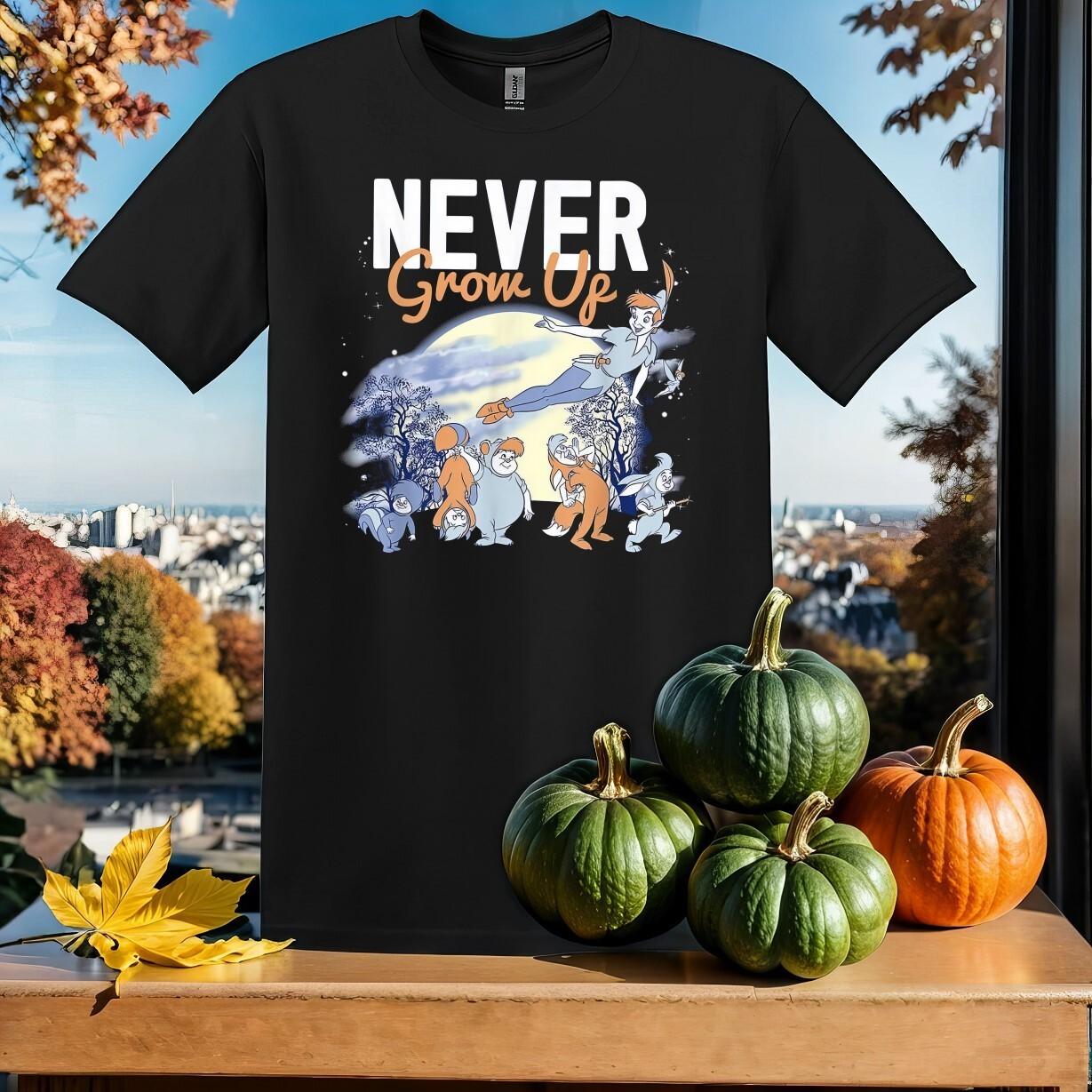 Vintage Never Grow Up Peter Pan T-Shirt Mens Womens Tees Top T Shirt Mens Womens Tees Top Men Women Unisex Tshirt SY861 S