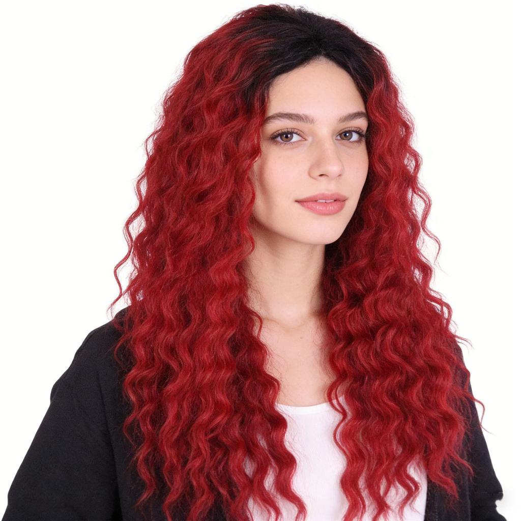 Damen Perücke Langes Synthetisches Haar Ombre Blond Lockige Perücken Weiblich Natürliche Welle Drag Queen Normale Perücke 80er Jahre Farbverlauf Perücken für Studenten