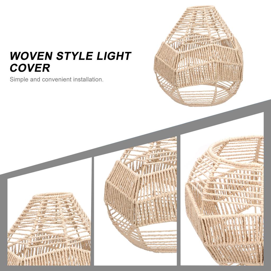 Imitation Rattan Lampshade Woven Paper String Home Hanging Lamp Decorative Ceiling Pendant Light Cover Retro Design Hotel Bar