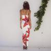 Women's Summer Sexy Spaghetti Strap Floral Print Maxi Dress, Slim Fit Bodycon Backless Evening Party Beach Vacation Long Dress