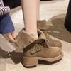 Autumn Winter Belt Buckle Women Ankle Boots Fashion Slip On Thick Heel Shoes Female Vintage Short Booties  De Muje