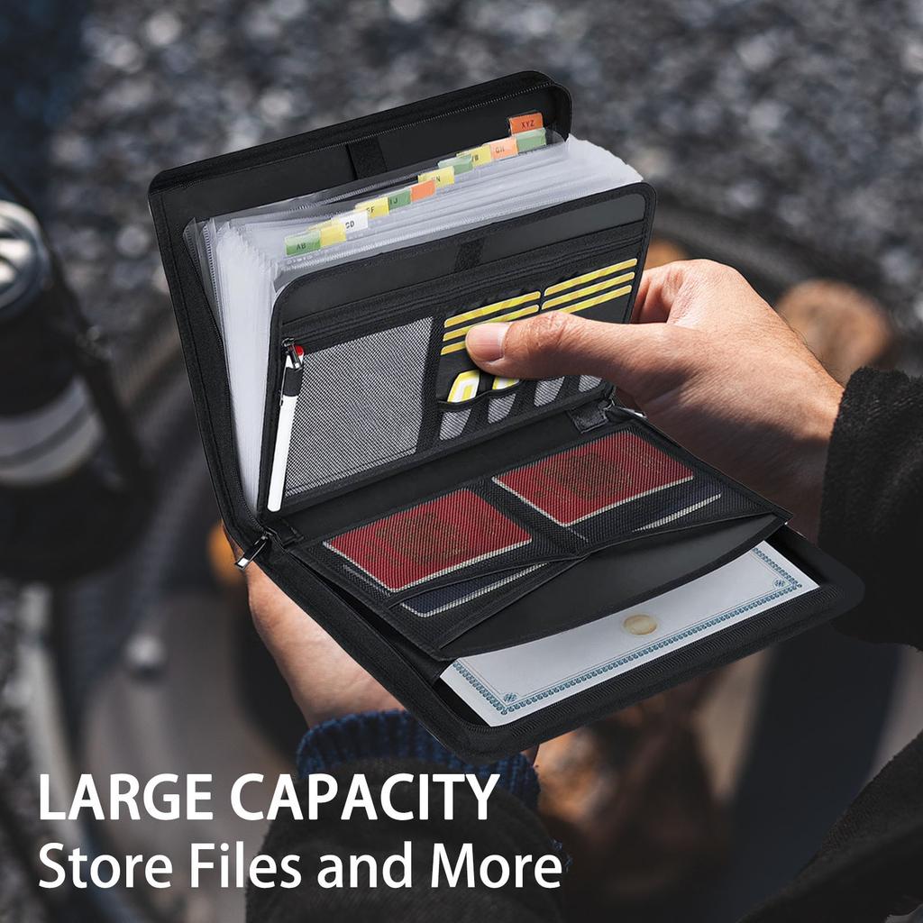 Fireproof Expanding File Folder Zipper Closure A4 Files Briefcase Accordion File Organizer Receipt