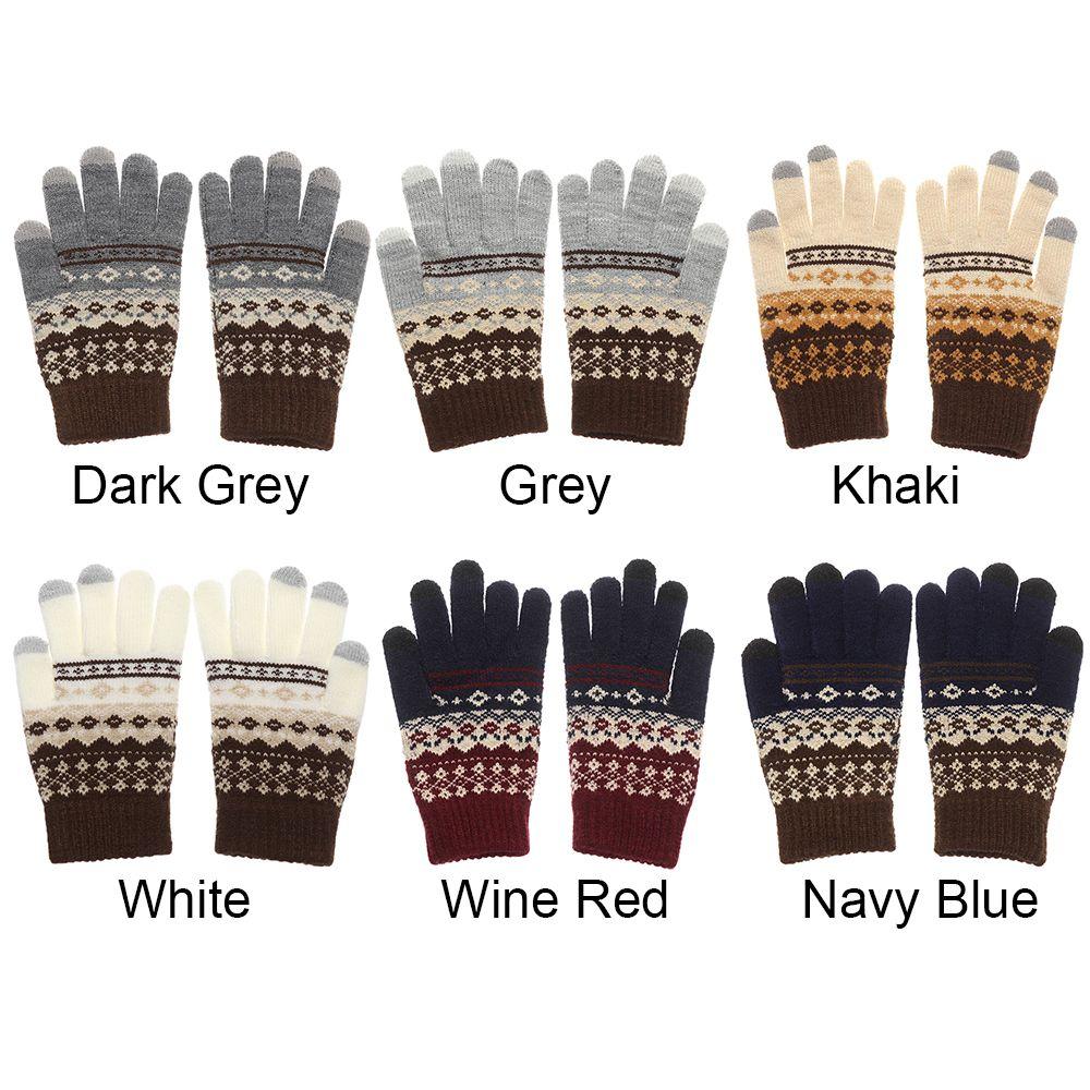 Women Men Thick Warm Touch Screen Mittens Knitted Full Finger Gloves Winter Gloves