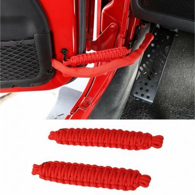 2 pièces Sangle de limitation de porte de voiture Corde Bandage PVC pour Jeep Wrangler YJ CJ TJ JK Rouge