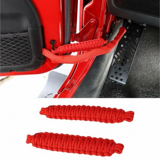 2pcs Car Door Limiting Strap Bandage Rope PVC for Jeep Wrangler YJ CJ TJ JK Red