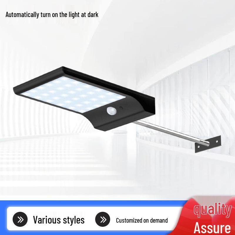 

Solar Wall Light, Waterproof Outdoor Garden Lamp, Ultra-thin Black with Pole and Motion Sensor