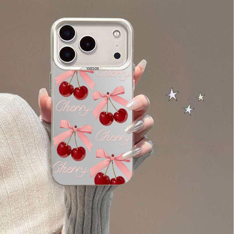 Trendy Cherry Design iPhone 16/17 Case: Personalized, Drop-Proof, with Bracket iPhone 13