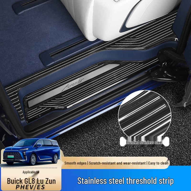 Stainless Steel Door Sill Scuff Plates for 2024 Buick GL8 PHEV Interior Upgrade
