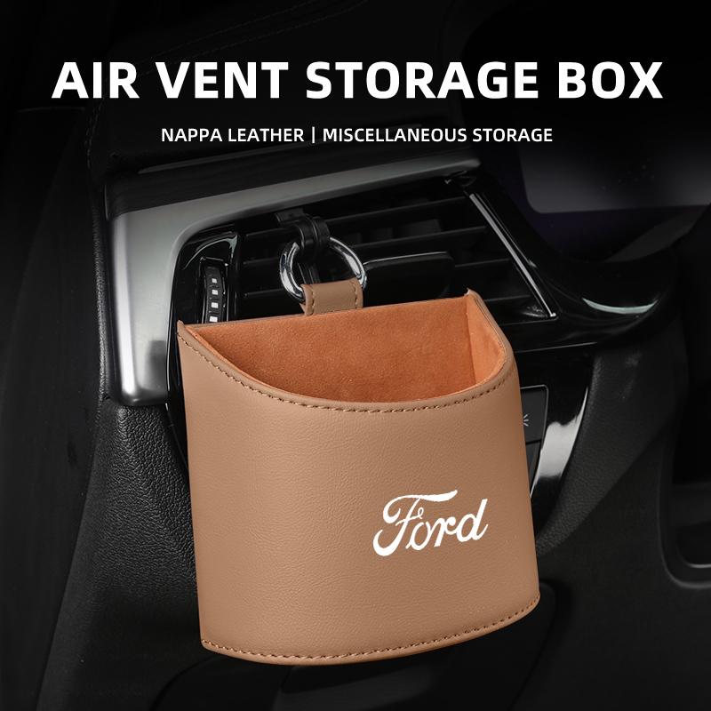 AKP1 Car Air Vent Storage Box Nappa Leather Auto Vent Mount Organizer For Ford Escape Ecosport Fusion Explorer Expedition Taurus