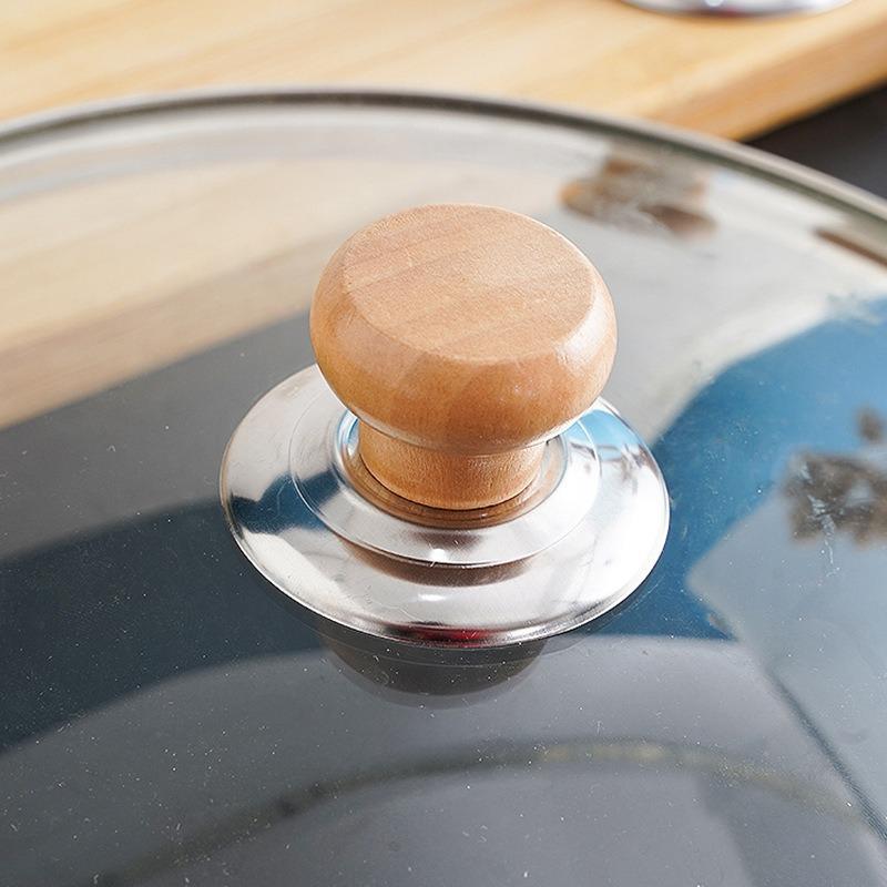 Holz Topfdeckel Oberkappe, Küche Verbrühschutz Massivholzgriff, Topfdeckelknauf, Haushalts Einzelloch-Topfknauf, Oberkugelgriff