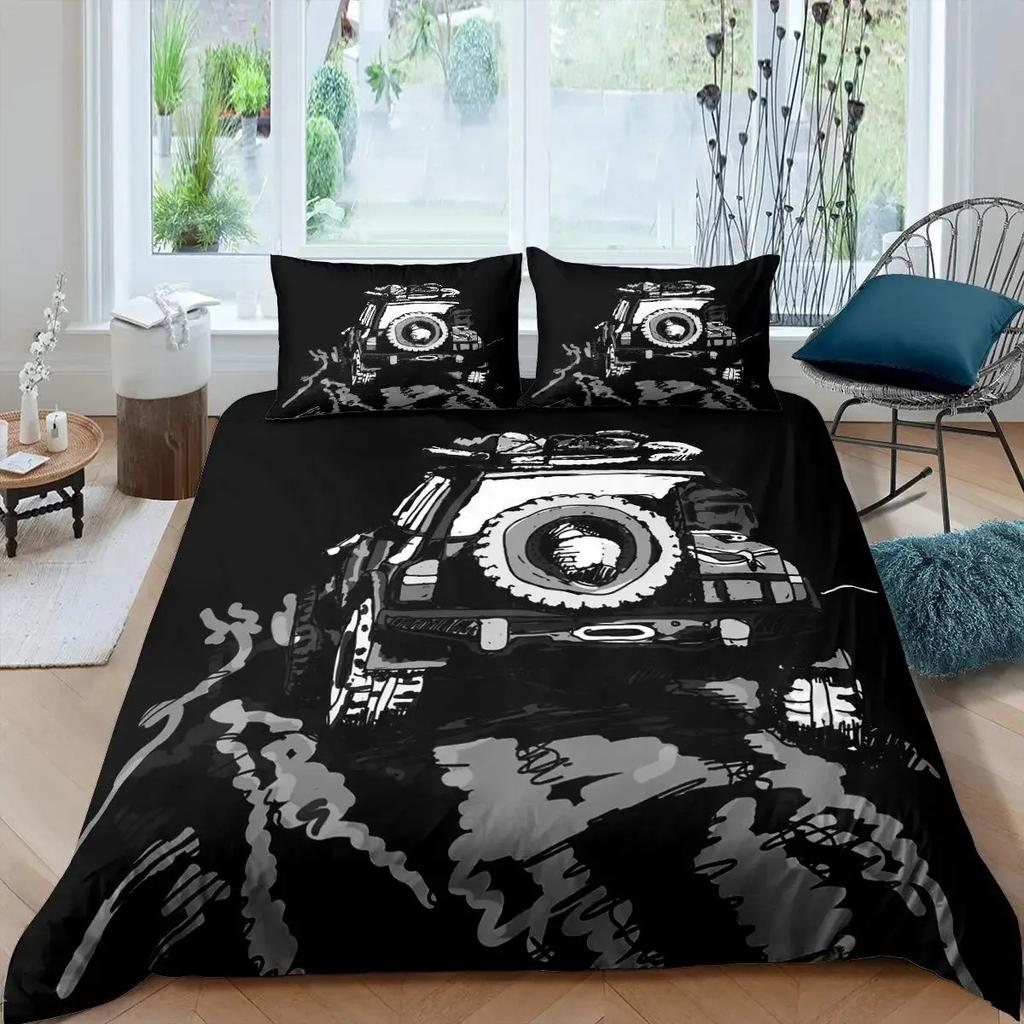 Set Copripiumino Jeep 4X4 Un Clic Ripittura Mai Fermarsi Avventura Off-Road Set Biancheria da Letto Automobili Set Biancheria da Letto Auto Sportive