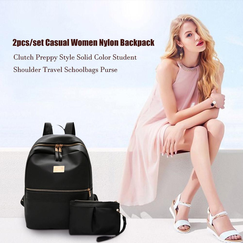 2pcs//Set Women Leather School Bag Large Casual Preppy Style Female Backpacks Shoulder Bag Purse