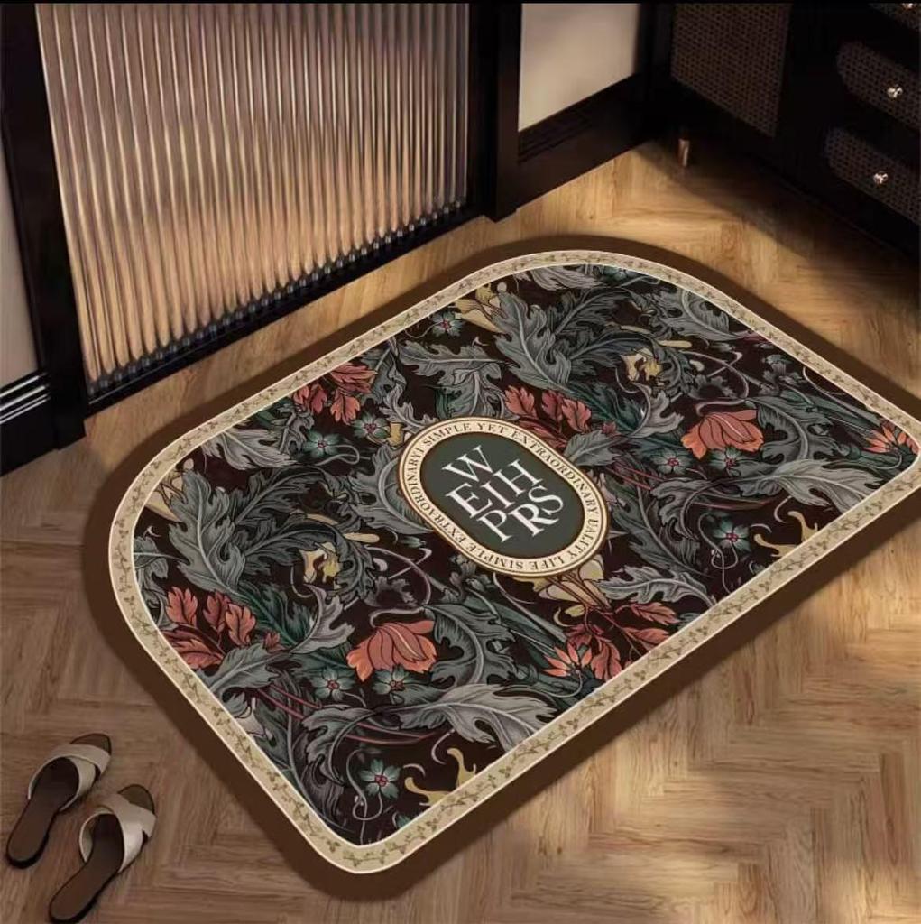 Diatomaceous Earth Absorbent Bathroom Door Mat - Stain-Resistant & Easy to Clean