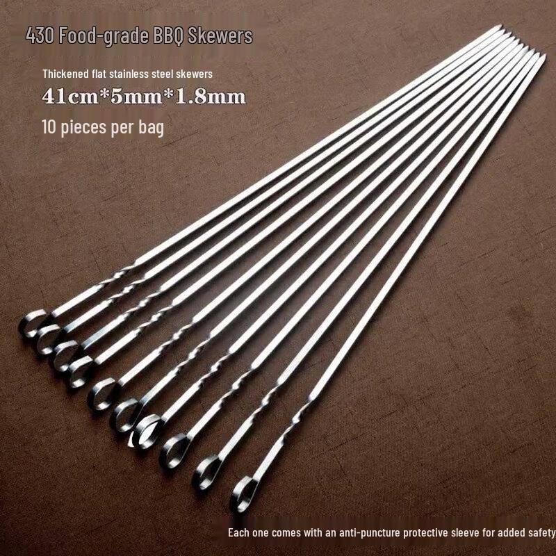 Zhishi Stainless Steel Flat BBQ Skewers